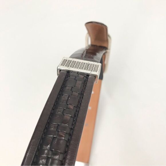 Brighton Brown Leather Weave and Reptile Pattern Belt - Picture 6 of 13